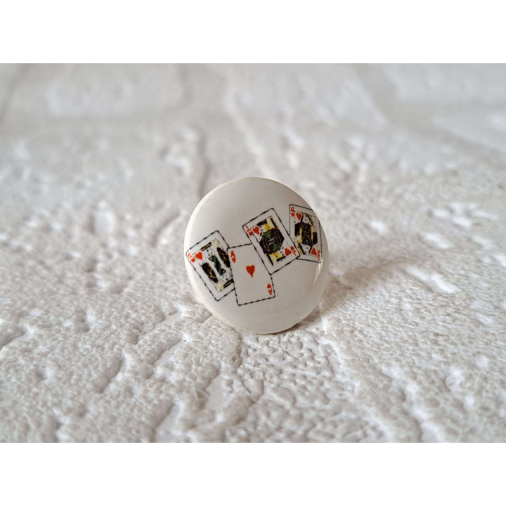 Pin met speelkaarten, porselein D2xH0.5cm - keukenmagneten