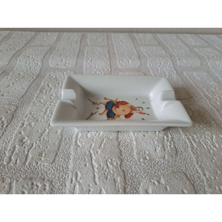 Asbak met Joker speelkaart, porselein 12x8.5x2.5cm - handgemaakt