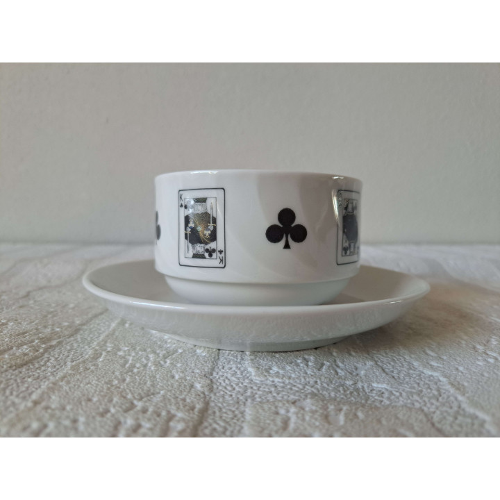 Kop en schotel Speelkaarten Klaveren, porselein D14xH6cm - kop en schotels