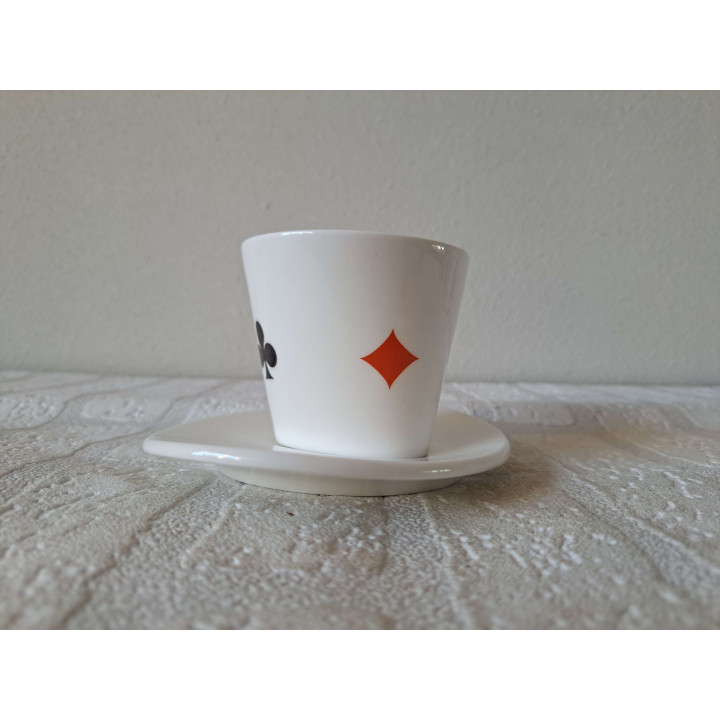 Kop en schotel Speelkaarten symbolen porselein 16x11.5x7.5cm - kop en schotels