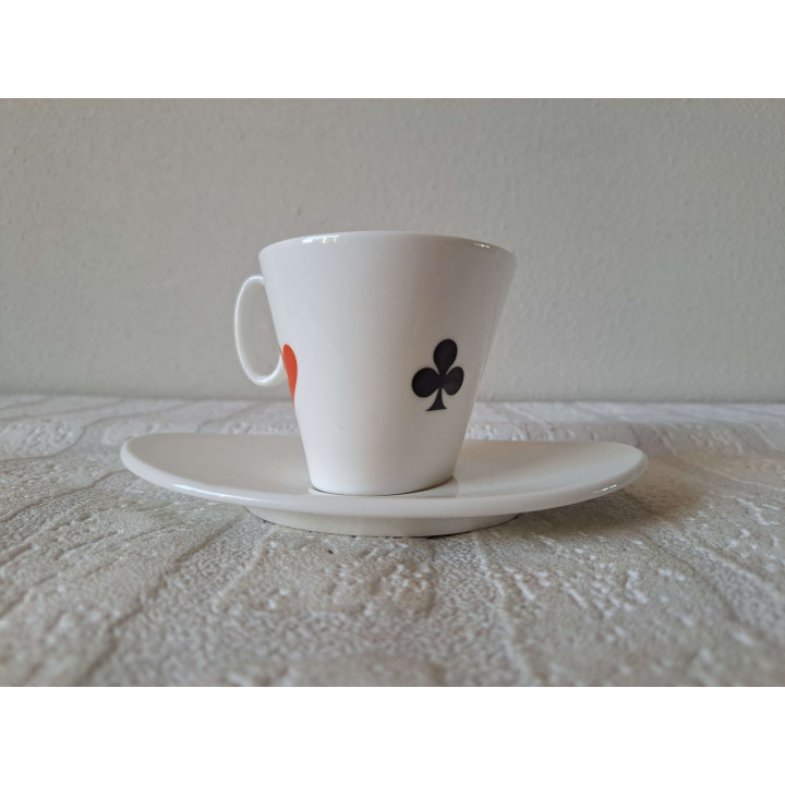 Kop en schotel Speelkaarten symbolen porselein 16x11.5x7.5cm - kop en schotels