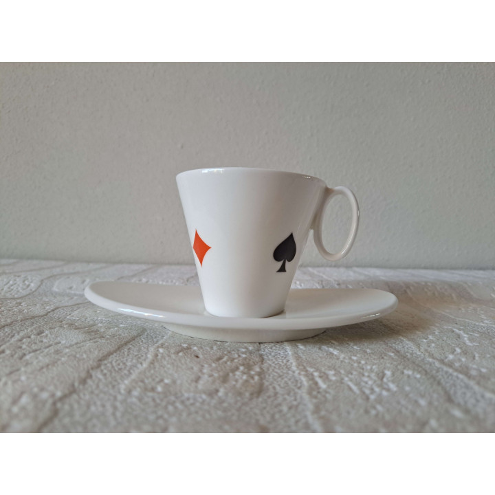 Kop en schotel Speelkaarten symbolen porselein 16x11.5x7.5cm - kop en schotels