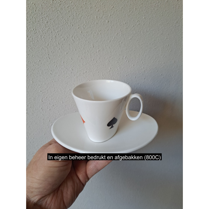 Kop en schotel Speelkaarten symbolen porselein 16x11.5x7.5cm