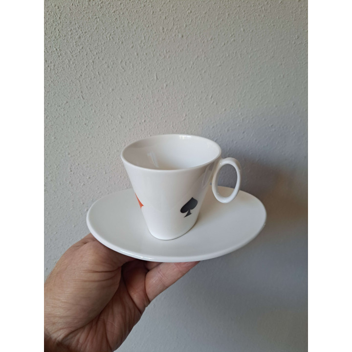 Kop en schotel Speelkaarten symbolen porselein 16x11.5x7.5cm - kop en schotels