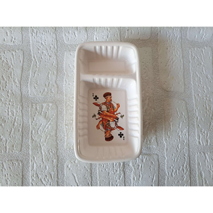 Patat-frietbakje, Speelkaart Joker, porselein 17.5x10x3.5cm - handgemaakt