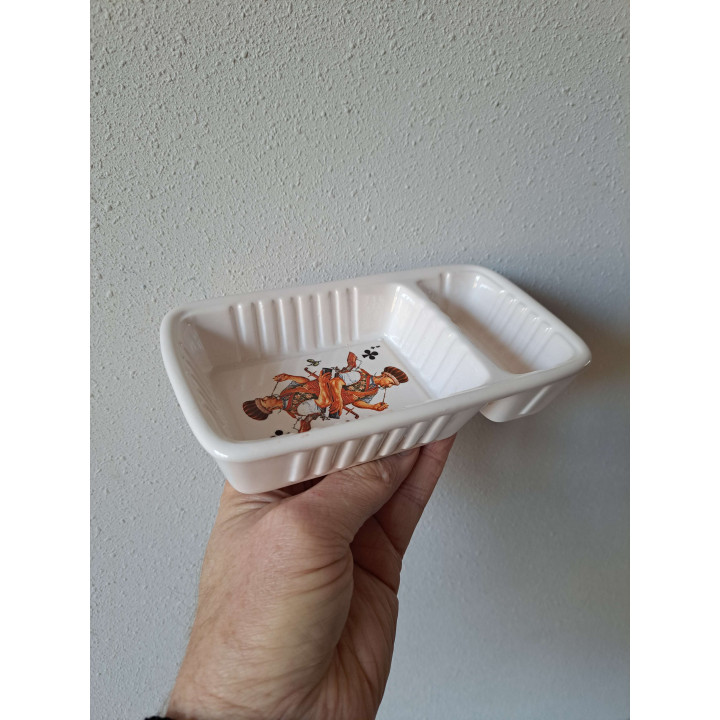 Patat-frietbakje, Speelkaart Joker, porselein 17.5x10x3.5cm - handgemaakt