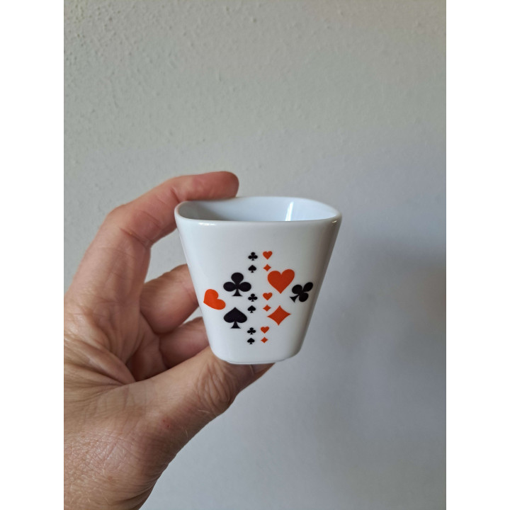 Bloempotje met Speelkaarten symbolen, porselein 6x6x6cm - handgemaakt