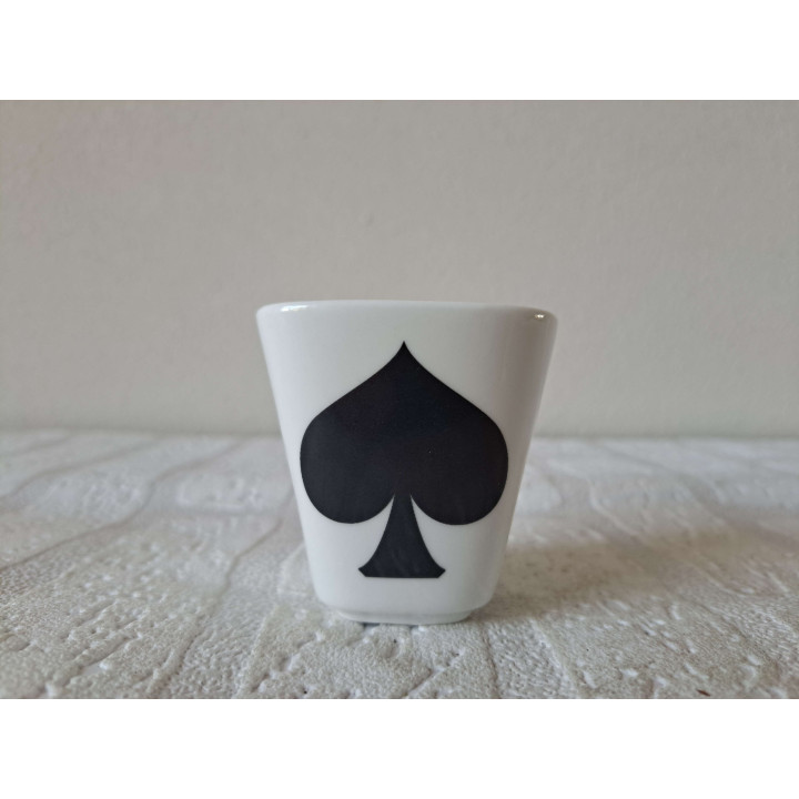 Bloempotje Speelkaarten symbool Schoppen, porselein 6x6x6cm - handgemaakt