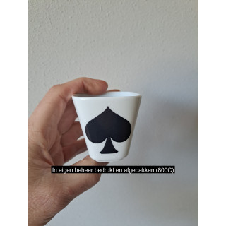 Bloempotje Speelkaarten symbool Schoppen, porselein 6x6x6cm
