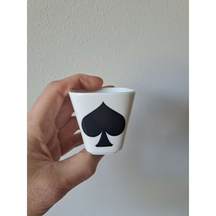 Bloempotje Speelkaarten symbool Schoppen, porselein 6x6x6cm - handgemaakt