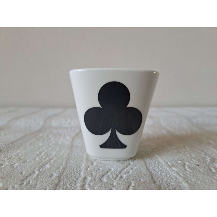 Bloempotje Speelkaarten symbool Klaveren, porselein 6x6x6cm - handgemaakt