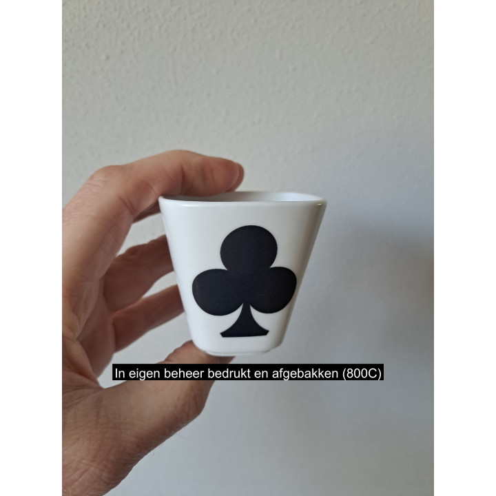 Bloempotje Speelkaarten symbool Klaveren, porselein 6x6x6cm