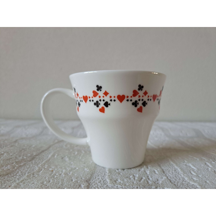 Kop en schotel set Speelkaarten symbolen porselein 26x18x9cm - handgemaakt