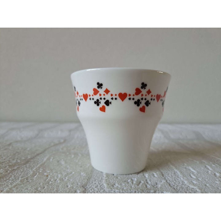 Kop en schotel set Speelkaarten symbolen porselein 26x18x9cm - handgemaakt