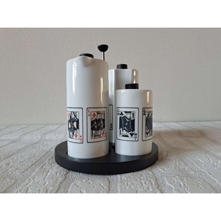 Peper zout olie azijn speelkaarten - porselein D16.5