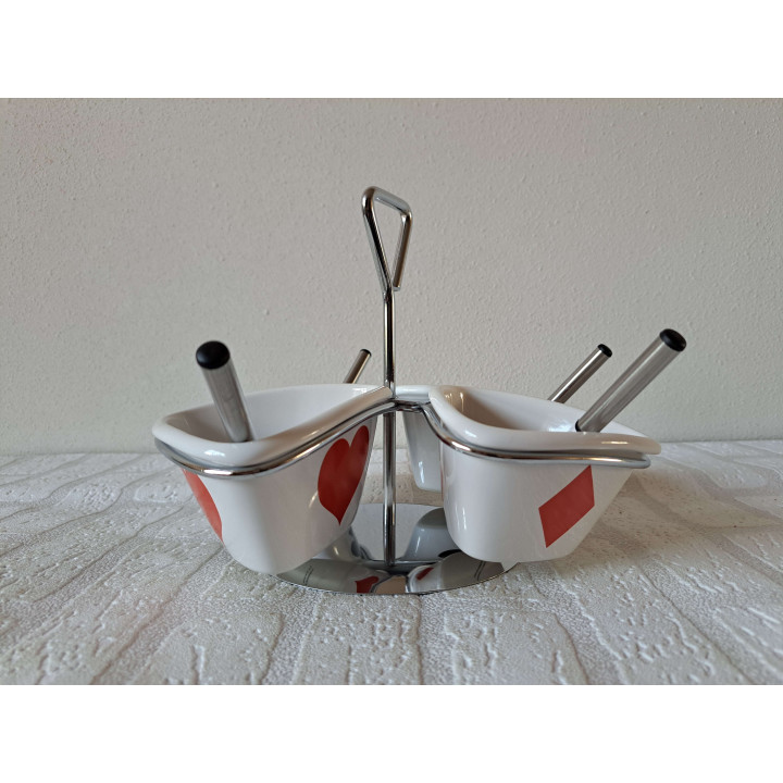 Porcelain Sauce Carousel Playing Card Symbols Hand-Printed