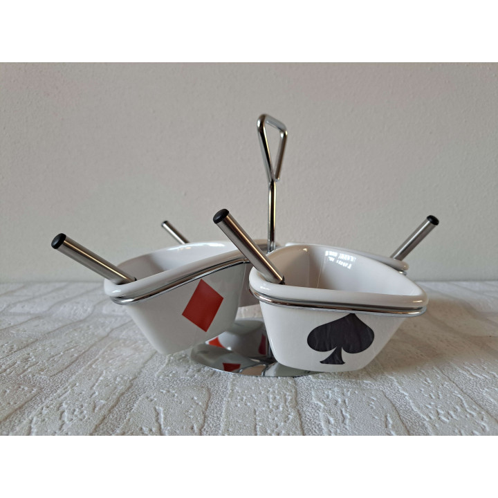 Porcelain Sauce Carousel Playing Card Symbols Hand-Printed