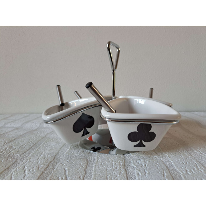 Porcelain Sauce Carousel Playing Card Symbols Hand-Printed