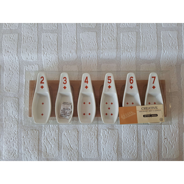 Amuseset lepels Speelkaarten Ruiten, porselein 26x13.5x3.5cm - handgemaakt