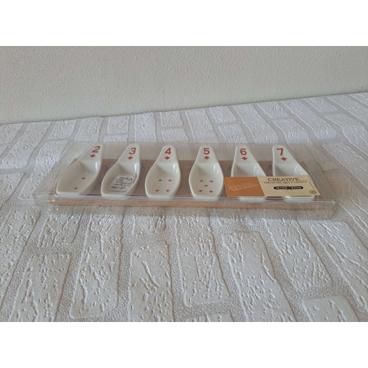 Amuseset lepels Speelkaarten Ruiten, porselein 26x13.5x3.5cm - handgemaakt