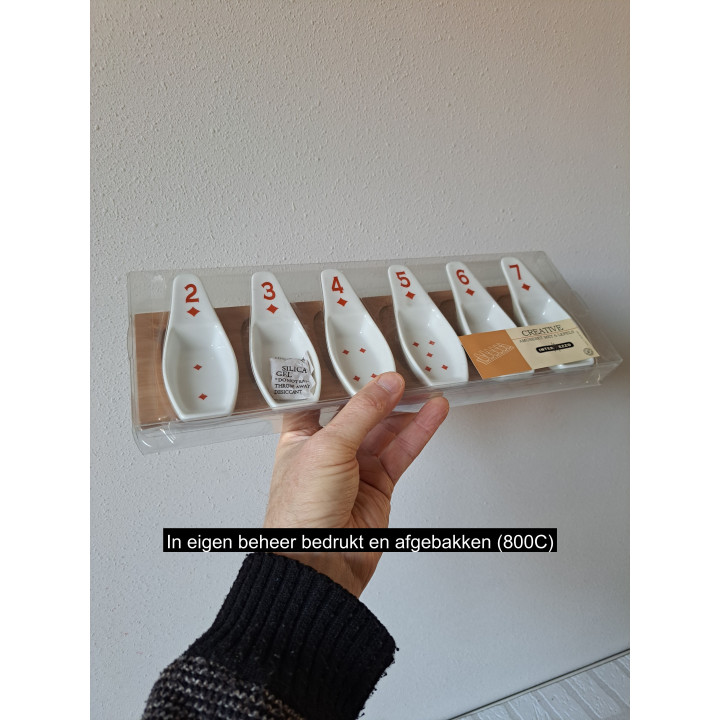 Amuseset lepels Speelkaarten Ruiten, porselein 26x13.5x3.5cm