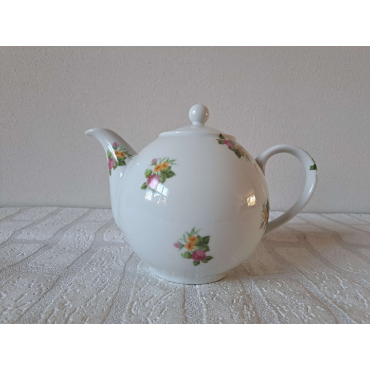 Theepot koffiepot met rozen bloemen, porselein 23x14x17cm - handgemaakt