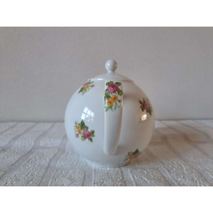 Porcelain Teapot Coffee Pot Roses Flowers Hand-Printed