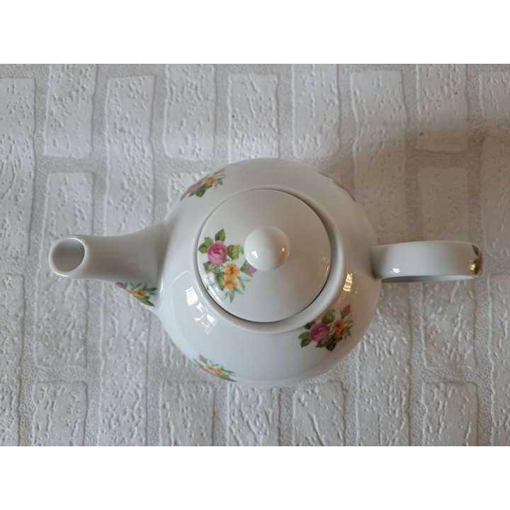 Theepot koffiepot met rozen bloemen, porselein 23x14x17cm - handgemaakt