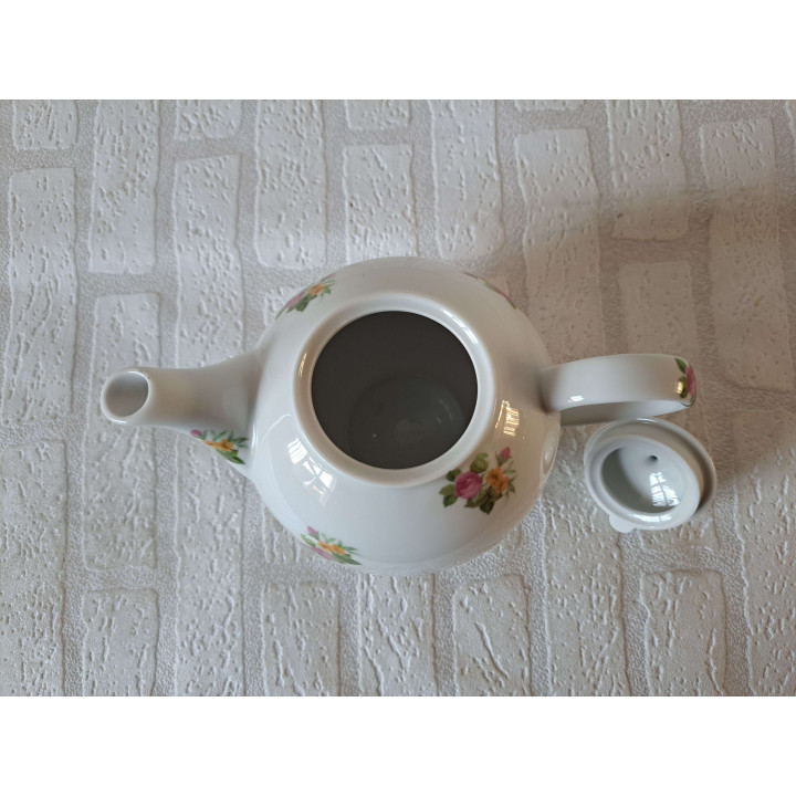 Theepot koffiepot met rozen bloemen, porselein 23x14x17cm - handgemaakt