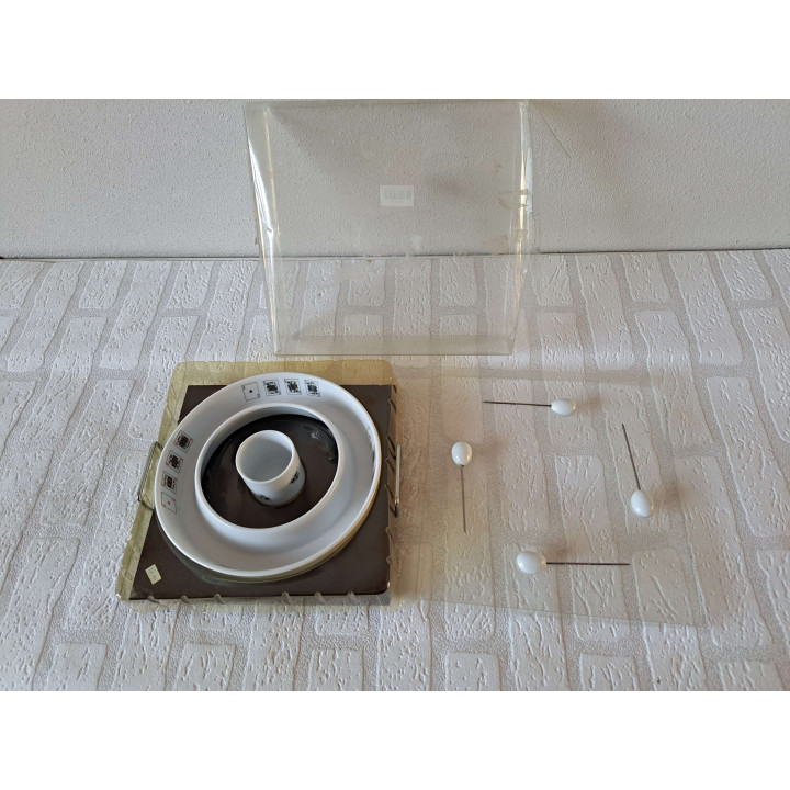 Serveerschaal en prikkers speelkaarten, porselein D19.5xH3cm - handgemaakt