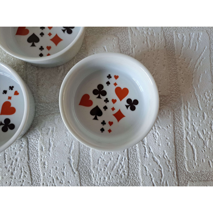 Fondueset met speelkaart symbolen, porselein 35x24x15cm - handgemaakt