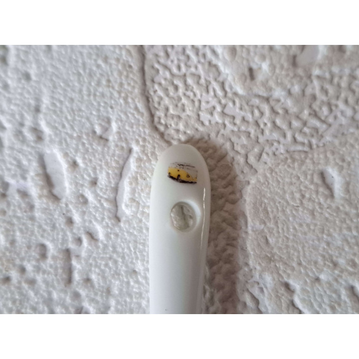 Eierdopje met lepel gele Volkswagen bus, porselein D4.5xH6cm - handgemaakt
