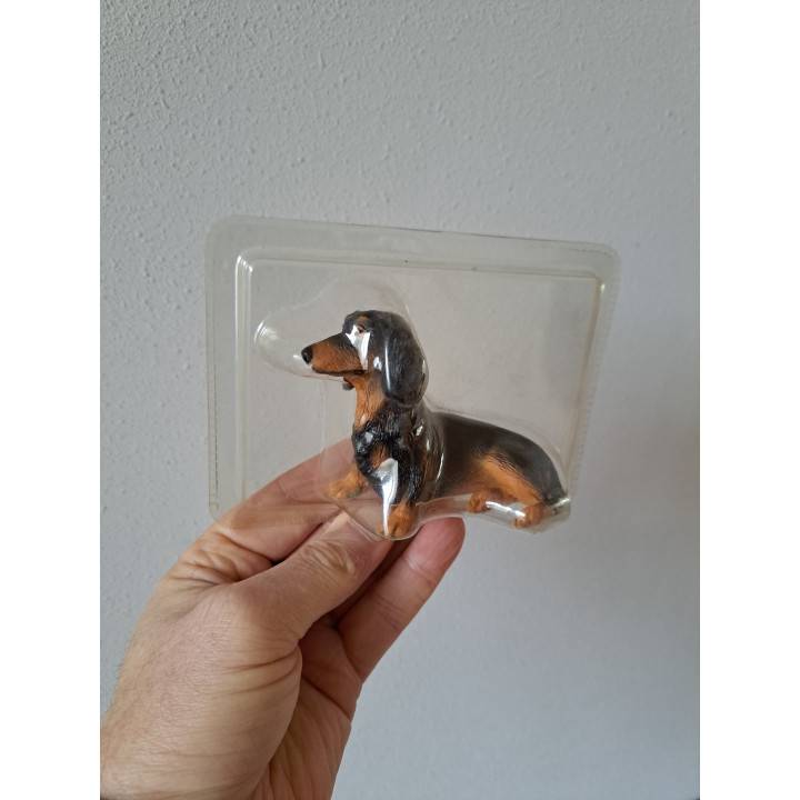 Teckel hond Qualitats siegel kunsthars 15x11x5.5cm ONGEOPEND