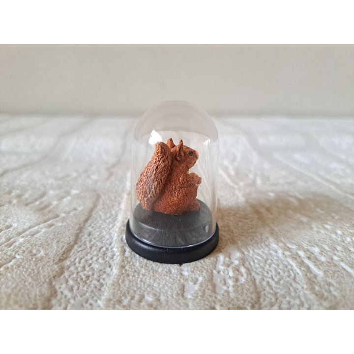 Eekhoorn in kunststof stolpje, kunsthars D3xH4.5cm -dierfiguren