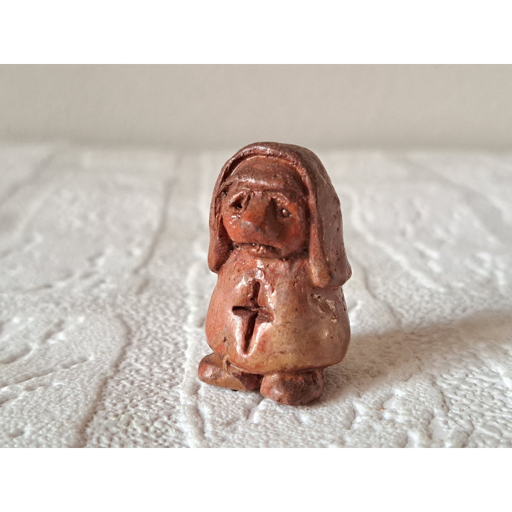 Nun with Cross Pottery Figurine Ceramic Religious Art