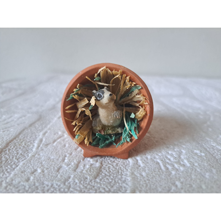 Konijn van kunsthars in aardewerk bloempot D4.5x4.5cm - beeldjes