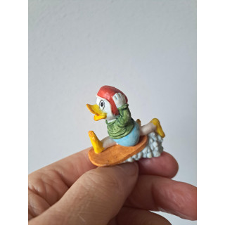Kwak met surfplak, Donald Duck, Disney, kunsthars 5x2x4.5cm