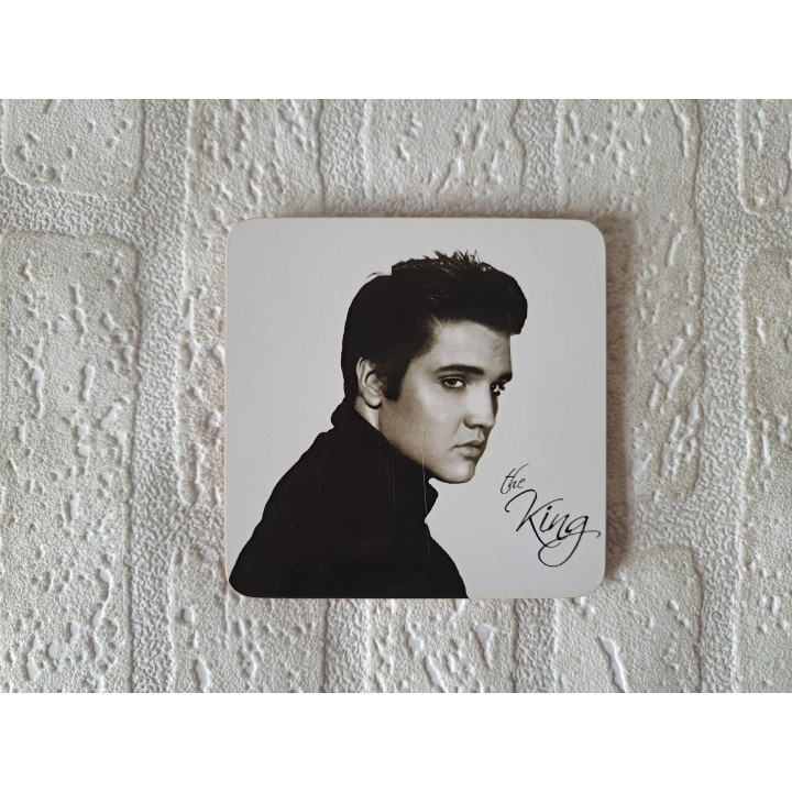 Onderzetter met Elvis Presley foto, 10.5x10.5x0.4cm - Onderzetters