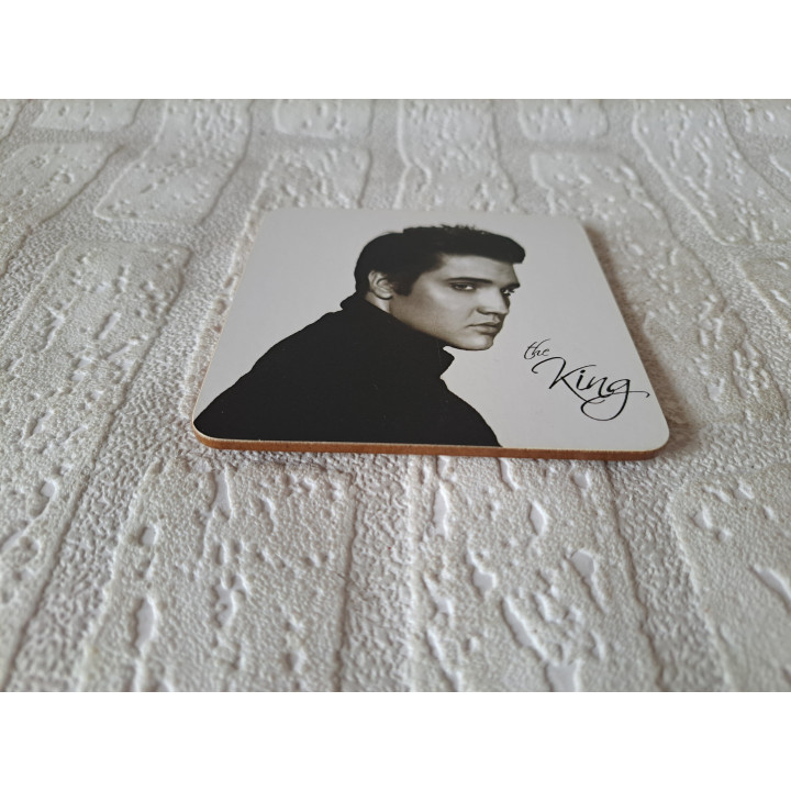 Onderzetter met Elvis Presley foto, 10.5x10.5x0.4cm - Onderzetters