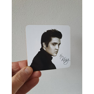Onderzetter met Elvis Presley foto, 10.5x10.5x0.4cm