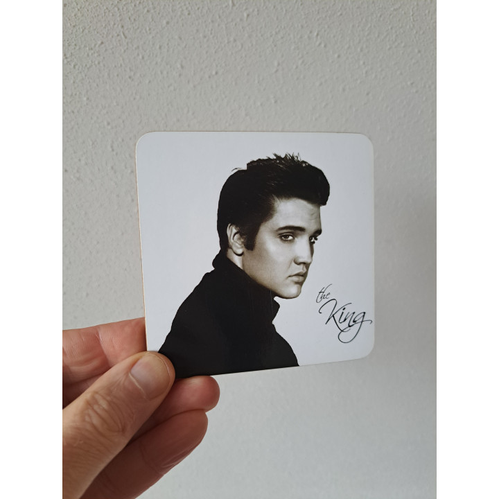 Onderzetter met Elvis Presley foto, 10.5x10.5x0.4cm