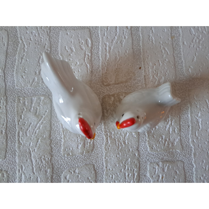 Kip en haan peper en zoutstel van porselein 9x5x6.5cm - peper en zoutstellen
