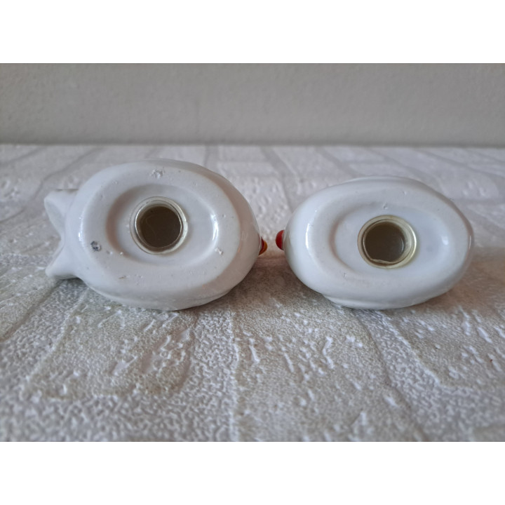 Kip en haan peper en zoutstel van porselein 9x5x6.5cm - peper en zoutstellen