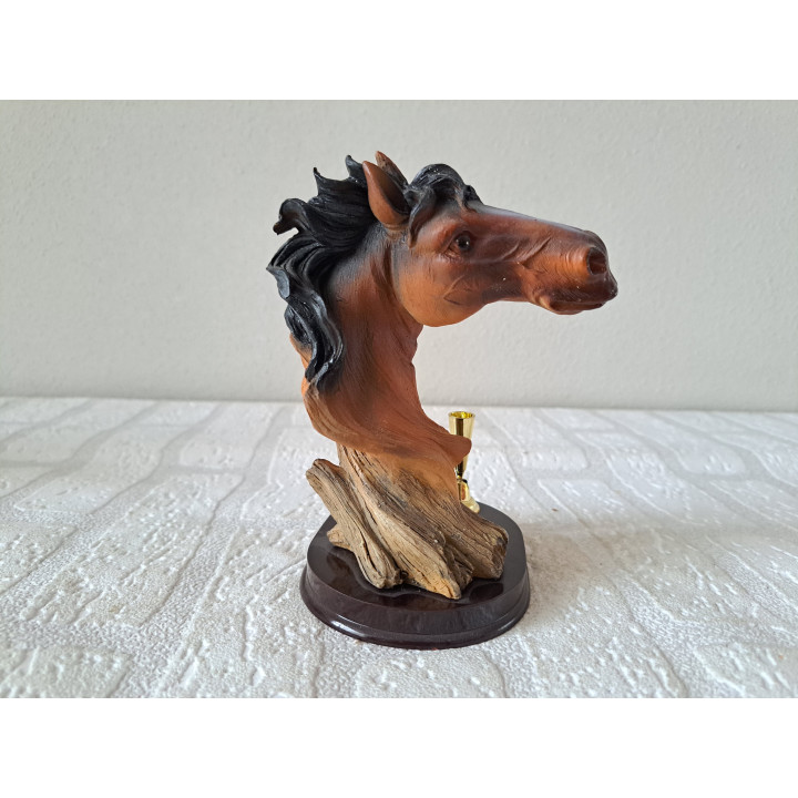 Pennenhouder met paardenhoofd, kunsthars 10.5x11x17cm db - Verzamelobjecten