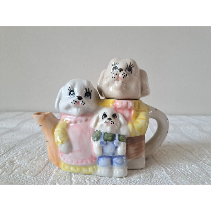 Honden familie theepotje van porselein - Verzamelobjecten