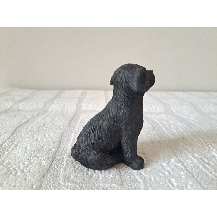 Zittend zwarte Labrador Retriever pup, kunsthars 6x4x8cm - dierfiguren