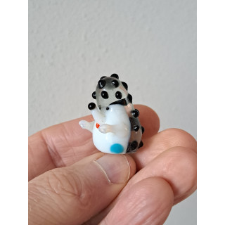 Zwart-wit egel, glas 2.5x2.5x3.5cm