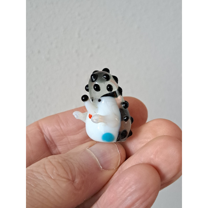 Zwart-wit egel, glas 2.5x2.5x3.5cm