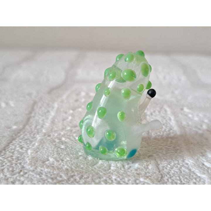 Groen-wit egel, glas 2.5x2.5x3.5cm - dierfiguren