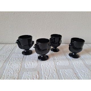 Chicken Egg Cups Luminarc Black Glass Set of 4 D5x7cm